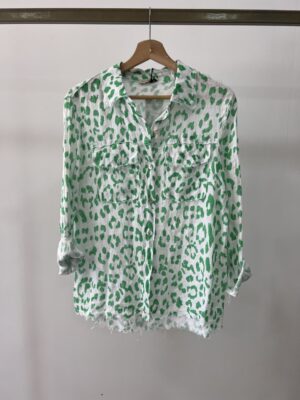 Camisa lino print verde