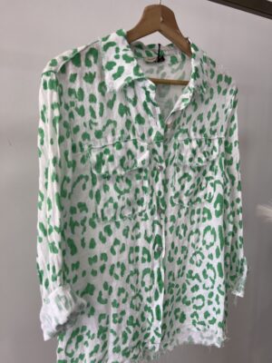 Camisa lino print verde