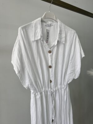 Vestido lino amarra blanco